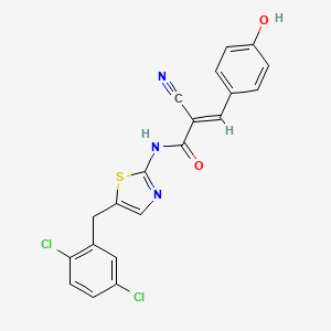 (2E)-2-cyano-N-[5-(2,5-dichlorobenzyl)-1,3-thiazol-2-yl]-3-(4-hydroxyphenyl)prop-2-enamide