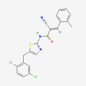 molecular formula C21H15Cl2N3OS B7730341 (2E)-2-cyano-N-[5-(2,5-dichlorobenzyl)-1,3-thiazol-2-yl]-3-(2-methylphenyl)prop-2-enamide 
