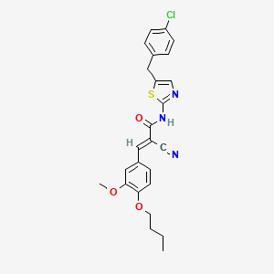 (2E)-3-(4-butoxy-3-methoxyphenyl)-N-[5-(4-chlorobenzyl)-1,3-thiazol-2-yl]-2-cyanoprop-2-enamide