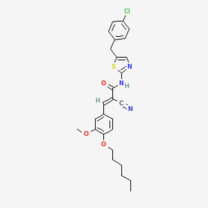 molecular formula C27H28ClN3O3S B7730362 (E)-N-[5-[(4-chlorophenyl)methyl]-1,3-thiazol-2-yl]-2-cyano-3-(4-hexoxy-3-methoxyphenyl)prop-2-enamide 