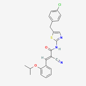 molecular formula C23H20ClN3O2S B7730366 (2E)-N-[5-(4-chlorobenzyl)-1,3-thiazol-2-yl]-2-cyano-3-[2-(propan-2-yloxy)phenyl]prop-2-enamide 