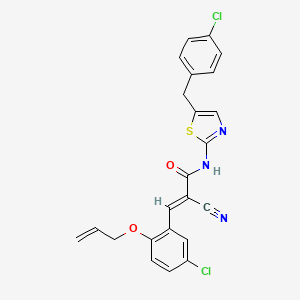 molecular formula C23H17Cl2N3O2S B7730374 (2E)-N-[5-(4-chlorobenzyl)-1,3-thiazol-2-yl]-3-[5-chloro-2-(prop-2-en-1-yloxy)phenyl]-2-cyanoprop-2-enamide 