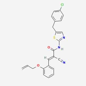 molecular formula C23H18ClN3O2S B7730381 (2E)-N-[5-(4-chlorobenzyl)-1,3-thiazol-2-yl]-2-cyano-3-[2-(prop-2-en-1-yloxy)phenyl]prop-2-enamide 