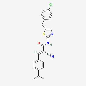 molecular formula C23H20ClN3OS B7730383 (2E)-N-[5-(4-chlorobenzyl)-1,3-thiazol-2-yl]-2-cyano-3-[4-(propan-2-yl)phenyl]prop-2-enamide 