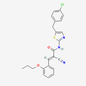 molecular formula C23H20ClN3O2S B7730385 (2E)-N-[5-(4-chlorobenzyl)-1,3-thiazol-2-yl]-2-cyano-3-(2-propoxyphenyl)prop-2-enamide 