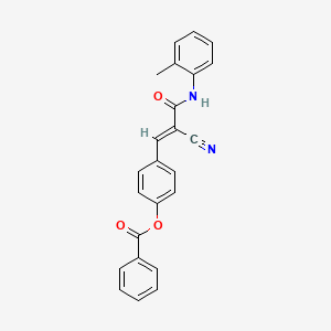 molecular formula C24H18N2O3 B7730432 4-{(1E)-2-cyano-3-[(2-methylphenyl)amino]-3-oxoprop-1-en-1-yl}phenyl benzoate 