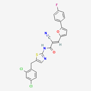 molecular formula C24H14Cl2FN3O2S B7730452 (2E)-2-cyano-N-[5-(2,4-dichlorobenzyl)-1,3-thiazol-2-yl]-3-[5-(4-fluorophenyl)furan-2-yl]prop-2-enamide 