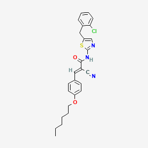 molecular formula C26H26ClN3O2S B7730493 (2E)-N-[5-(2-chlorobenzyl)-1,3-thiazol-2-yl]-2-cyano-3-[4-(hexyloxy)phenyl]prop-2-enamide 