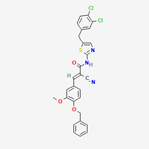 molecular formula C28H21Cl2N3O3S B7730520 (E)-2-cyano-N-[5-[(3,4-dichlorophenyl)methyl]-1,3-thiazol-2-yl]-3-(3-methoxy-4-phenylmethoxyphenyl)prop-2-enamide 