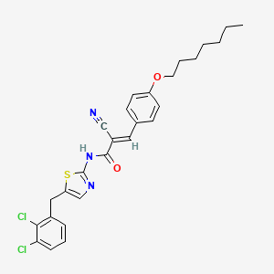 molecular formula C27H27Cl2N3O2S B7730547 (E)-2-cyano-N-[5-[(2,3-dichlorophenyl)methyl]-1,3-thiazol-2-yl]-3-(4-heptoxyphenyl)prop-2-enamide 