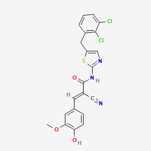 molecular formula C21H15Cl2N3O3S B7730551 (2E)-2-cyano-N-[5-(2,3-dichlorobenzyl)-1,3-thiazol-2-yl]-3-(4-hydroxy-3-methoxyphenyl)prop-2-enamide 