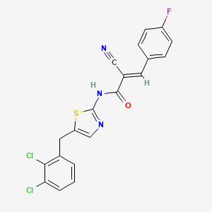 molecular formula C20H12Cl2FN3OS B7730555 (2E)-2-cyano-N-[5-(2,3-dichlorobenzyl)-1,3-thiazol-2-yl]-3-(4-fluorophenyl)prop-2-enamide 
