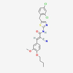 (E)-3-(4-butoxy-3-methoxyphenyl)-2-cyano-N-[5-[(2,4-dichlorophenyl)methyl]-1,3-thiazol-2-yl]prop-2-enamide