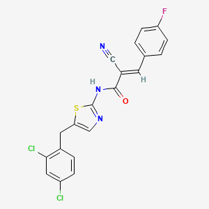 molecular formula C20H12Cl2FN3OS B7730597 (2E)-2-cyano-N-[5-(2,4-dichlorobenzyl)-1,3-thiazol-2-yl]-3-(4-fluorophenyl)prop-2-enamide 