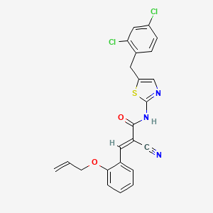 molecular formula C23H17Cl2N3O2S B7730612 (2E)-2-cyano-N-[5-(2,4-dichlorobenzyl)-1,3-thiazol-2-yl]-3-[2-(prop-2-en-1-yloxy)phenyl]prop-2-enamide 