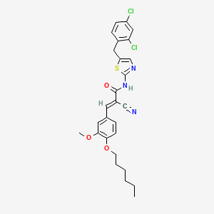 molecular formula C27H27Cl2N3O3S B7730618 (E)-2-cyano-N-[5-[(2,4-dichlorophenyl)methyl]-1,3-thiazol-2-yl]-3-(4-hexoxy-3-methoxyphenyl)prop-2-enamide 