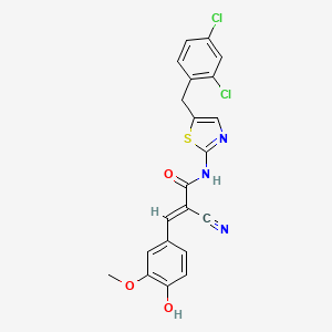 molecular formula C21H15Cl2N3O3S B7730620 (2E)-2-cyano-N-[5-(2,4-dichlorobenzyl)-1,3-thiazol-2-yl]-3-(4-hydroxy-3-methoxyphenyl)prop-2-enamide 