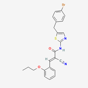 molecular formula C23H20BrN3O2S B7730674 (2E)-N-[5-(4-bromobenzyl)-1,3-thiazol-2-yl]-2-cyano-3-(2-propoxyphenyl)prop-2-enamide 