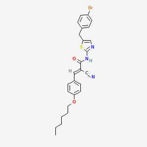 (E)-N-[5-[(4-bromophenyl)methyl]-1,3-thiazol-2-yl]-2-cyano-3-(4-hexoxyphenyl)prop-2-enamide