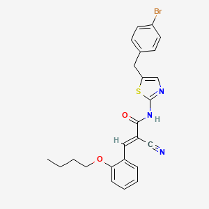 molecular formula C24H22BrN3O2S B7730680 (2E)-N-[5-(4-bromobenzyl)-1,3-thiazol-2-yl]-3-(2-butoxyphenyl)-2-cyanoprop-2-enamide 