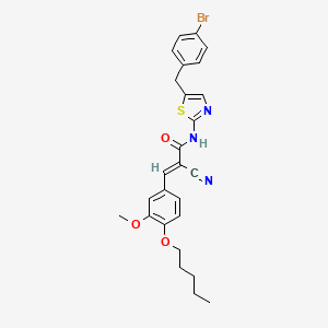 (E)-N-[5-[(4-bromophenyl)methyl]-1,3-thiazol-2-yl]-2-cyano-3-(3-methoxy-4-pentoxyphenyl)prop-2-enamide