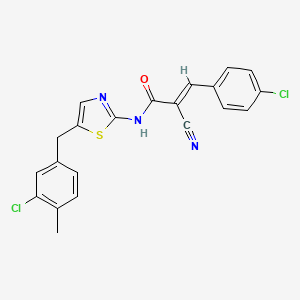 molecular formula C21H15Cl2N3OS B7730711 (2E)-N-[5-(3-chloro-4-methylbenzyl)-1,3-thiazol-2-yl]-3-(4-chlorophenyl)-2-cyanoprop-2-enamide 