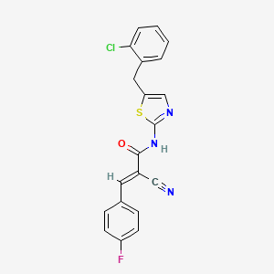 molecular formula C20H13ClFN3OS B7730731 (2E)-N-[5-(2-chlorobenzyl)-1,3-thiazol-2-yl]-2-cyano-3-(4-fluorophenyl)prop-2-enamide 
