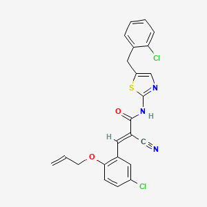molecular formula C23H17Cl2N3O2S B7730734 (2E)-N-[5-(2-chlorobenzyl)-1,3-thiazol-2-yl]-3-[5-chloro-2-(prop-2-en-1-yloxy)phenyl]-2-cyanoprop-2-enamide 