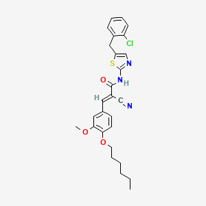 molecular formula C27H28ClN3O3S B7730737 (E)-N-[5-[(2-chlorophenyl)methyl]-1,3-thiazol-2-yl]-2-cyano-3-(4-hexoxy-3-methoxyphenyl)prop-2-enamide 