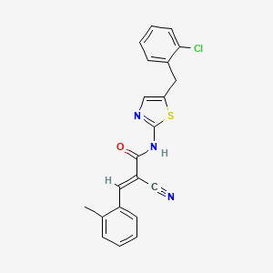 molecular formula C21H16ClN3OS B7730751 (2E)-N-[5-(2-chlorobenzyl)-1,3-thiazol-2-yl]-2-cyano-3-(2-methylphenyl)prop-2-enamide 