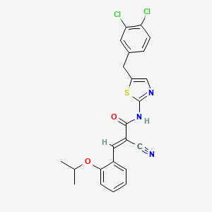 molecular formula C23H19Cl2N3O2S B7730774 (2E)-2-cyano-N-[5-(3,4-dichlorobenzyl)-1,3-thiazol-2-yl]-3-[2-(propan-2-yloxy)phenyl]prop-2-enamide 