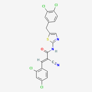 molecular formula C20H11Cl4N3OS B7730778 (2E)-2-cyano-N-[5-(3,4-dichlorobenzyl)-1,3-thiazol-2-yl]-3-(2,4-dichlorophenyl)prop-2-enamide 