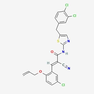 molecular formula C23H16Cl3N3O2S B7730785 (E)-3-(2-(allyloxy)-5-chlorophenyl)-2-cyano-N-(5-(3,4-dichlorobenzyl)thiazol-2-yl)acrylamide 