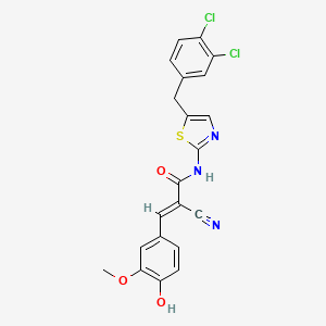 molecular formula C21H15Cl2N3O3S B7730794 (2E)-2-cyano-N-[5-(3,4-dichlorobenzyl)-1,3-thiazol-2-yl]-3-(4-hydroxy-3-methoxyphenyl)prop-2-enamide 