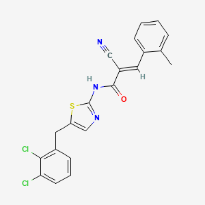 molecular formula C21H15Cl2N3OS B7730801 (2E)-2-cyano-N-[5-(2,3-dichlorobenzyl)-1,3-thiazol-2-yl]-3-(2-methylphenyl)prop-2-enamide 