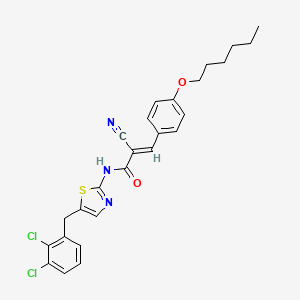 molecular formula C26H25Cl2N3O2S B7730808 (E)-2-cyano-N-[5-[(2,3-dichlorophenyl)methyl]-1,3-thiazol-2-yl]-3-(4-hexoxyphenyl)prop-2-enamide 