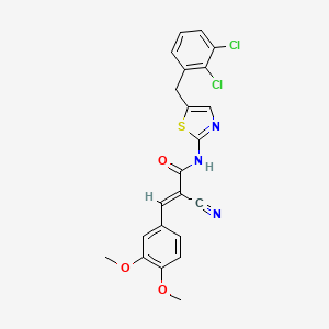 molecular formula C22H17Cl2N3O3S B7730820 (2E)-2-cyano-N-[5-(2,3-dichlorobenzyl)-1,3-thiazol-2-yl]-3-(3,4-dimethoxyphenyl)prop-2-enamide 