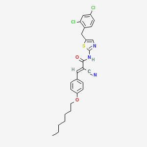 molecular formula C27H27Cl2N3O2S B7730828 (E)-2-cyano-N-[5-[(2,4-dichlorophenyl)methyl]-1,3-thiazol-2-yl]-3-(4-heptoxyphenyl)prop-2-enamide 