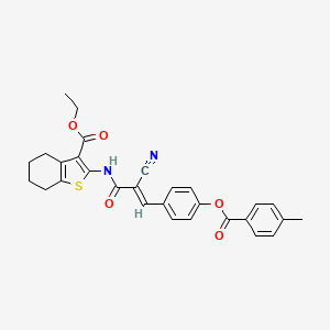 molecular formula C29H26N2O5S B7730863 ethyl 2-[[(E)-2-cyano-3-[4-(4-methylbenzoyl)oxyphenyl]prop-2-enoyl]amino]-4,5,6,7-tetrahydro-1-benzothiophene-3-carboxylate 