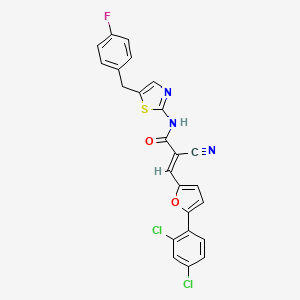 (2E)-2-cyano-3-[5-(2,4-dichlorophenyl)furan-2-yl]-N-[5-(4-fluorobenzyl)-1,3-thiazol-2-yl]prop-2-enamide