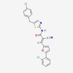 molecular formula C24H15Cl2N3O2S B7730907 (E)-3-[5-(2-chlorophenyl)furan-2-yl]-N-[5-[(4-chlorophenyl)methyl]-1,3-thiazol-2-yl]-2-cyanoprop-2-enamide 