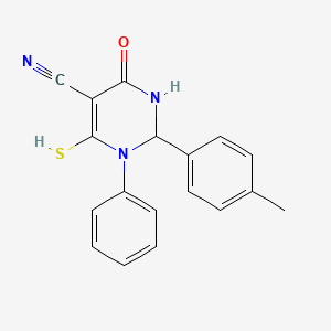 2-(4-Methylphenyl)-4-oxo-1-phenyl-6-sulfanyl-1,2,3,4-tetrahydropyrimidine-5-carbonitrile