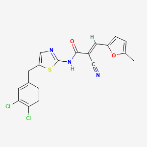 molecular formula C19H13Cl2N3O2S B7730929 (2E)-2-cyano-N-[5-(3,4-dichlorobenzyl)-1,3-thiazol-2-yl]-3-(5-methylfuran-2-yl)prop-2-enamide 