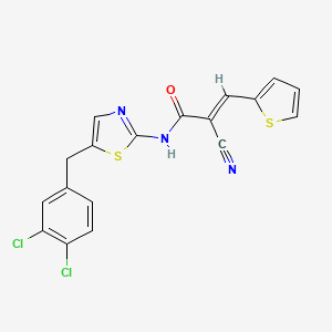 molecular formula C18H11Cl2N3OS2 B7730937 (2E)-2-cyano-N-[5-(3,4-dichlorobenzyl)-1,3-thiazol-2-yl]-3-(thiophen-2-yl)prop-2-enamide 