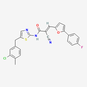 molecular formula C25H17ClFN3O2S B7730944 (2E)-N-[5-(3-chloro-4-methylbenzyl)-1,3-thiazol-2-yl]-2-cyano-3-[5-(4-fluorophenyl)furan-2-yl]prop-2-enamide 