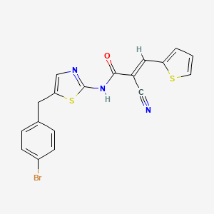 molecular formula C18H12BrN3OS2 B7730959 (2E)-N-[5-(4-bromobenzyl)-1,3-thiazol-2-yl]-2-cyano-3-(thiophen-2-yl)prop-2-enamide 