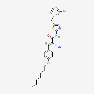 molecular formula C27H28ClN3O2S B7730974 (2E)-N-[5-(3-chlorobenzyl)-1,3-thiazol-2-yl]-2-cyano-3-[4-(heptyloxy)phenyl]prop-2-enamide 
