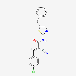 molecular formula C20H14ClN3OS B7731012 (2E)-N-(5-benzyl-1,3-thiazol-2-yl)-3-(4-chlorophenyl)-2-cyanoprop-2-enamide 