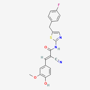 molecular formula C21H16FN3O3S B7731022 (2E)-2-cyano-N-[5-(4-fluorobenzyl)-1,3-thiazol-2-yl]-3-(4-hydroxy-3-methoxyphenyl)prop-2-enamide 