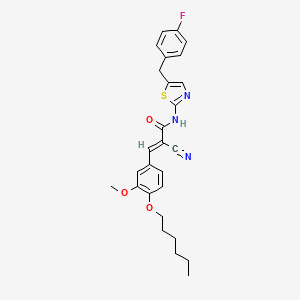 molecular formula C27H28FN3O3S B7731040 (2E)-2-cyano-N-[5-(4-fluorobenzyl)-1,3-thiazol-2-yl]-3-[4-(hexyloxy)-3-methoxyphenyl]prop-2-enamide 